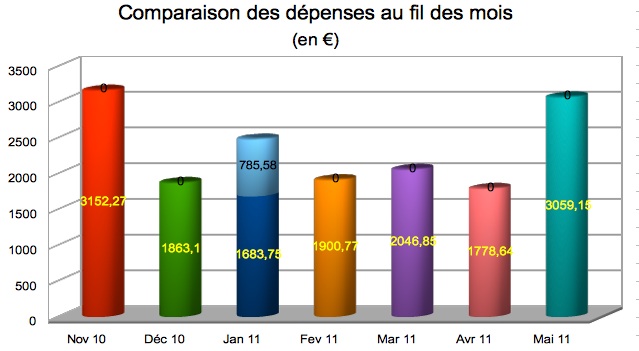 évolution de nos dépenses au fil des mois