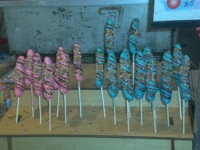 bananes enrobées de chocolat et vermicelles