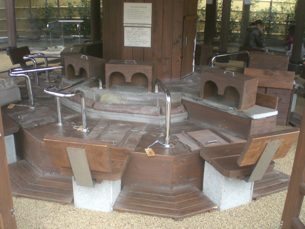 Ici c'est le bain de vapeur pour les pieds et les jambes