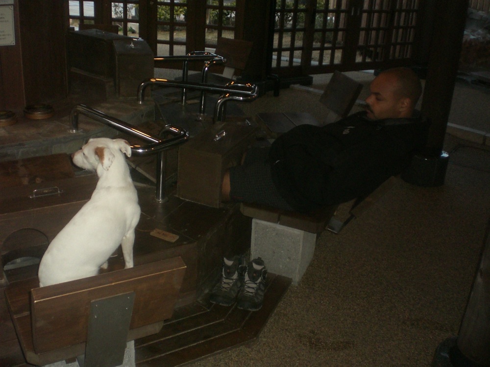 Fin de journée: bain de vapeur pour tout le monde. C'est aussi l'heure de la sieste pour certains...!