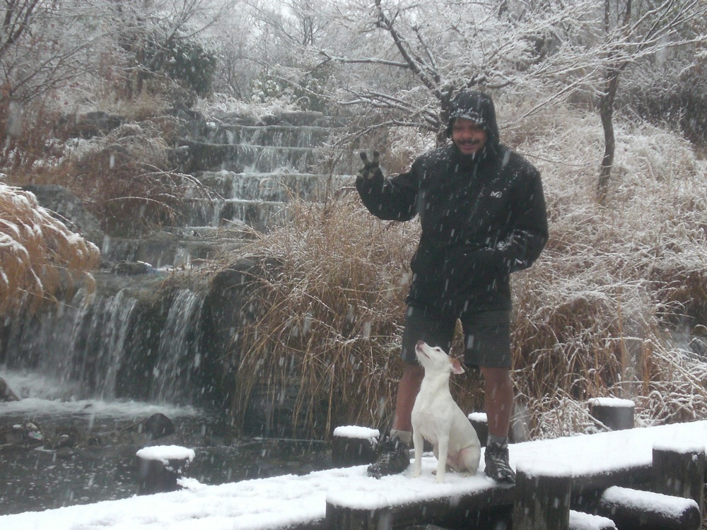 Le jour de notre arrivée à Osaka, nous prenions des photos similaires... sans la neige!