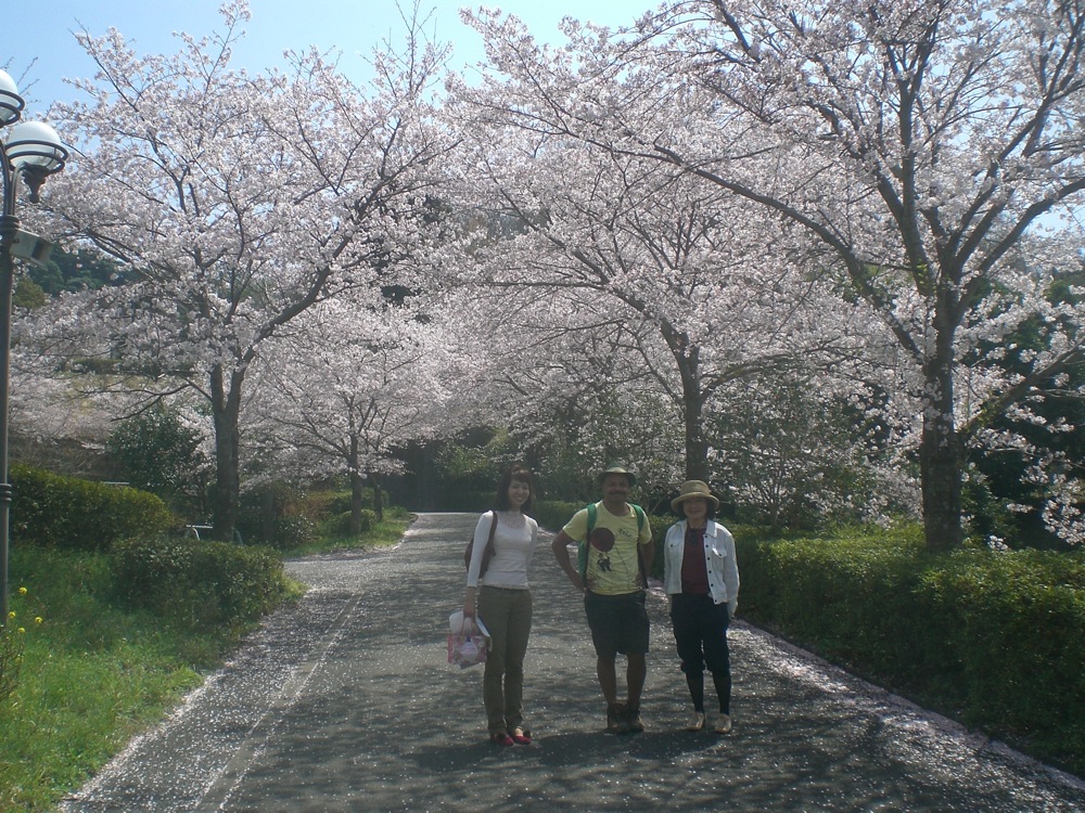 Dimanche sous les cerisiers: Sulen, François et Ookabe sensei (professeur Ookabe)