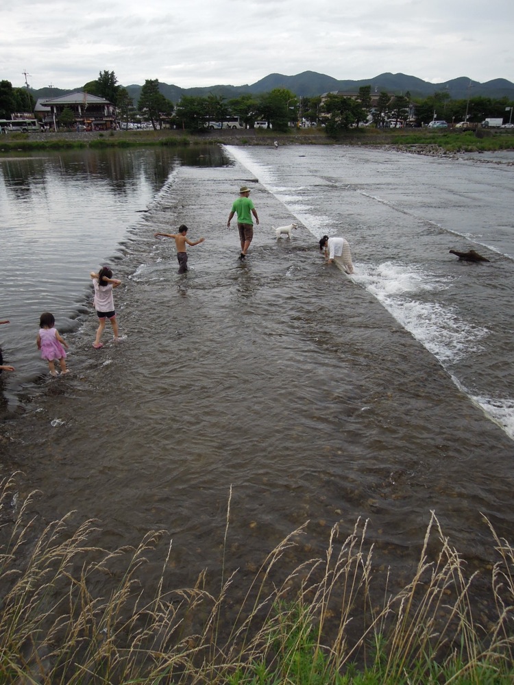 Quand Carlo est arrivé dans l'eau, tous les enfants qui jouaient dans la rivière se sont mis à le suivre pendant quelques secondes!
