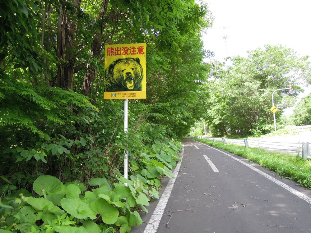 Attention, ours! On croise régulièrement des panneaux avertissant les promeneurs de la présence d'ours. Certains donnent quelques conseils en cas de rencontre avec l'un d'eux: ne pas le surprendre, poser son sac à terre (avant de s'enfuir en reculant tranquillement) afin de détourner son attention...!