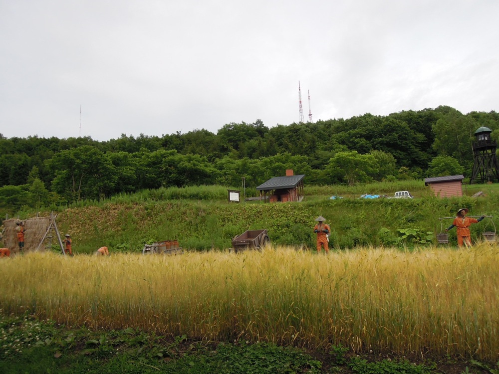 Musée de la prison d'Abashiri: reconstitution d'une scène de vie quotidienne: le travail dans les champs. La prison était auto suffisante sur un grand nombre de cultures