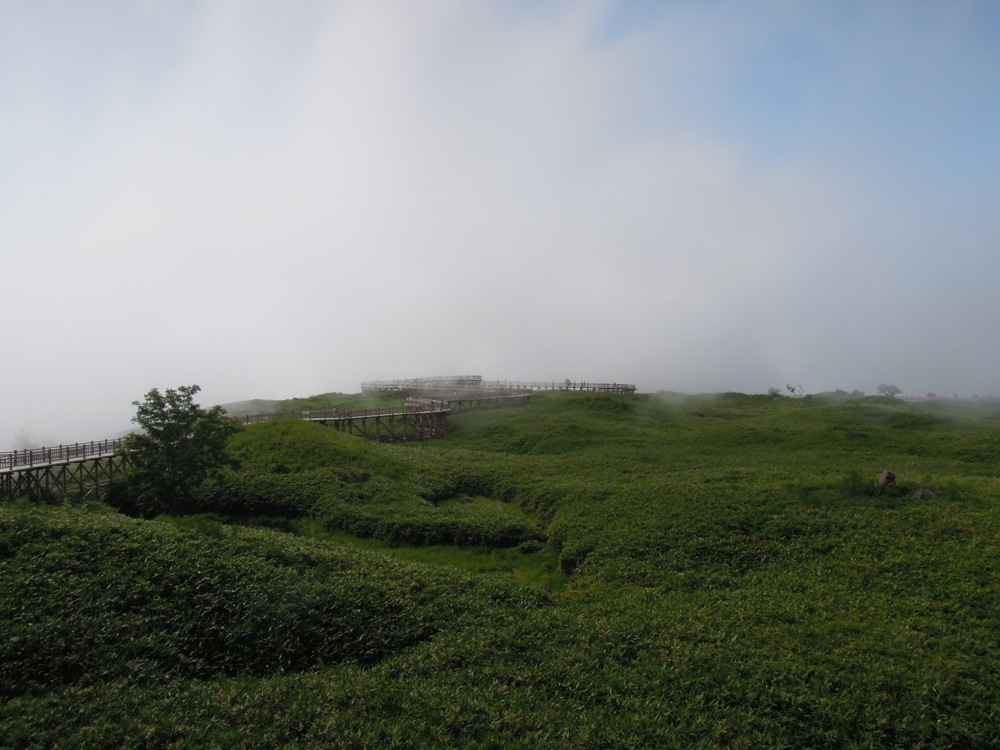 Les 5 lacs du parc Shiretoko: la passerelle dans le brouillard est le seul chemin accessible sans guide!