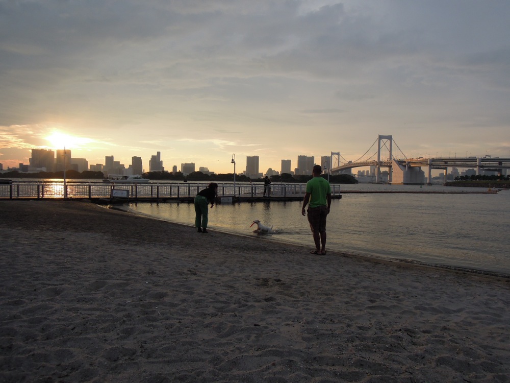 La plage de Odaiba (île artificielle et port de Tokyo)